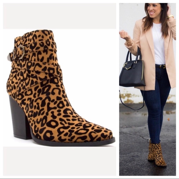 🐾Qupid Leopard Stack Heel Booties - Picture 5 of 9